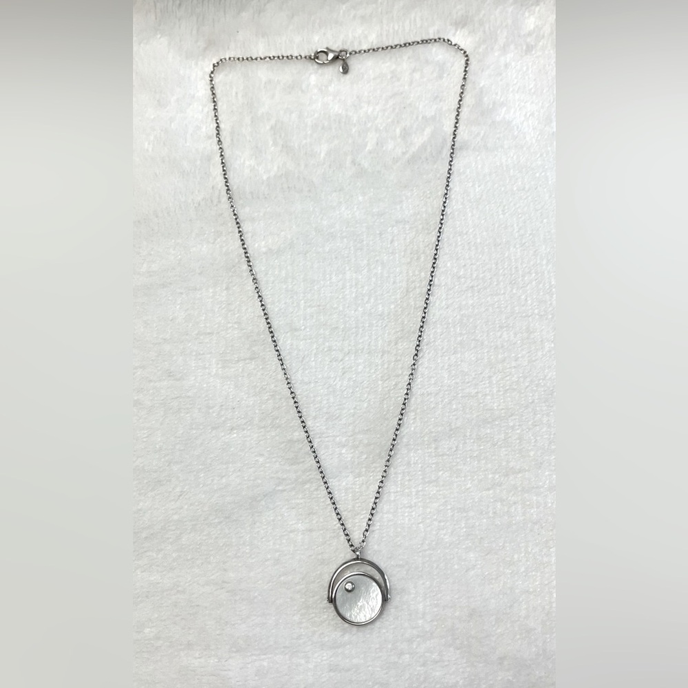 Silpads Flip of a Coin Mother of Pearl and Sterling Silver 18” Necklace
